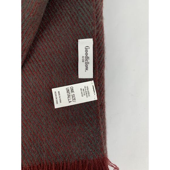 Goodfellow & Co Striped Burgundy Fringe Scarf. Men's One Size - Picture 2 of 4